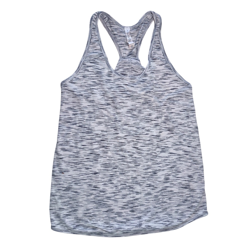 Lululemon Size 4 Gray White Space Dye Racerback Athletic Tank Top Silverescent